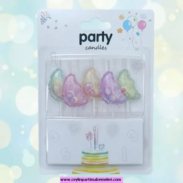 Kelebek 5'li Dekor Mum